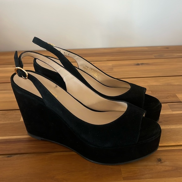 Stuart Weitzman Shoes - Stuart Weitzman Rinna black suede wedge